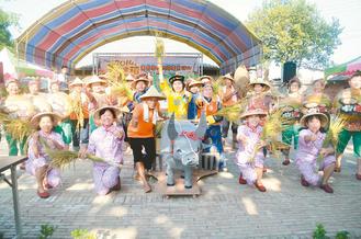 臺灣農民跳收割舞大陸游客爭相合影(圖)