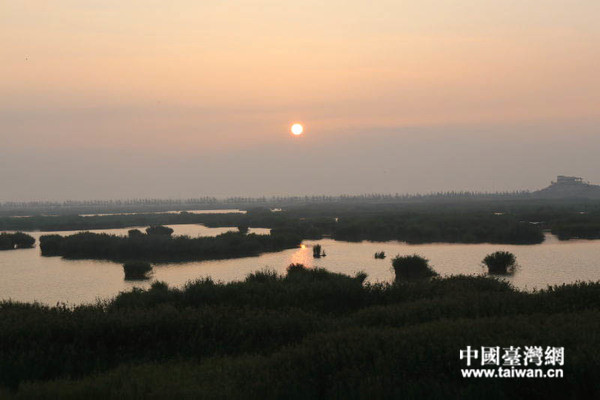 沙湖日出。(中國臺灣網(wǎng)記者 李岳 攝)