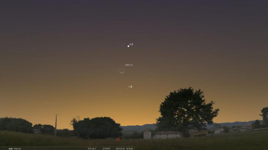 臺灣22日將能看到“雙星夾月”天文奇景(圖)