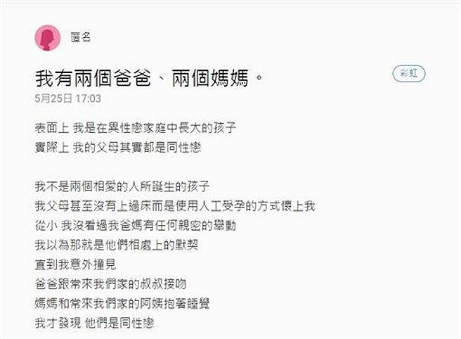 同性戀父母生下她 異性戀女兒自白:我很幸福 同性戀父母生下她 異性戀女兒自白:我很幸福