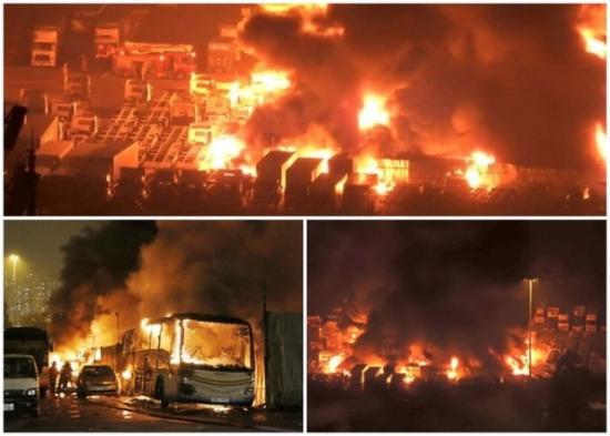 香港一停車(chē)場(chǎng)失火現(xiàn)場(chǎng)