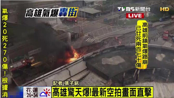 臺灣高雄午夜爆炸已致20人死亡270人受傷 臺灣高雄午夜爆炸已致20人死亡270人受傷